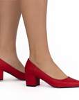 Zapatilla Rojo Dama Stiletto Tacon Ancho Puntal Casual Moda 2000063