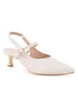 Zapatilla Beige Dama Tacon Bajo Stiletto Moda Elegante Puntal 2000074