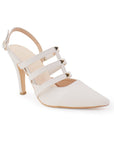 Zapatilla Beige Tacon Delgado Puntal Estoperoles Pulsera Moda Dama 2000076