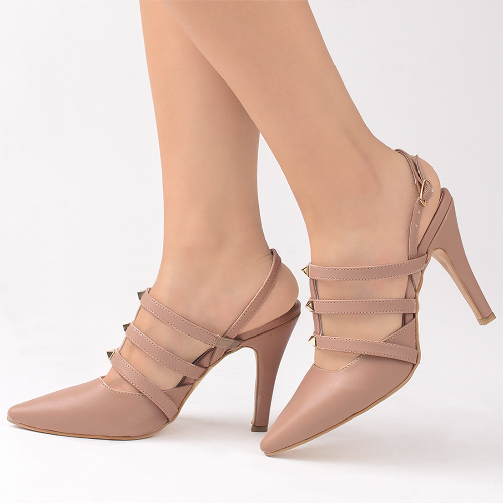 Zapatilla Maquillaje Tacon Delgado Puntal Estoperoles Pulsera Moda