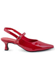 Zapatilla Rojo Dama Tacon Bajo Stiletto Moda Elegante Puntal 2000079