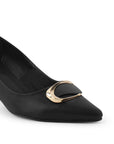 Zapatilla Negro Mujer Formal Puntal Tacon Ancho Elegante Dama Moda 2000090