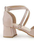 Zapatilla Maquillaje Dama Doble Correa Cruzada Tacon Grueso Punta Fina 4930046