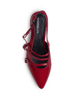 Zapatilla Rojo Mujer Correas Cruzadas Tacon Cuadrado Moda Casual 4930049