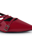 Zapatilla Rojo Mujer Correas Cruzadas Tacon Cuadrado Moda Casual 4930049