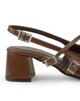 Zapatilla Cafe Mujer Correas Cruzadas Tacon Cuadrado Moda Casual 4930054