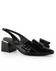 Zapatilla Negro Dama Puntal Moño Destalonado Tacon Elegante Mujer 4930081