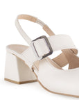 Zapatilla Beige Tacon Mujer Casual Hebilla Moda Punta Cerrada Dama4920001