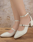 Zapatilla Beige Casual Mujer Moda Puntal Tacon Ancho Elegante 4920010