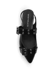 Zapatilla Negro Casual Doble Hebilla Destalonado Tacon Bajo Mujer 4920012