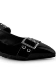 Zapatilla Negro Casual Doble Hebilla Destalonado Tacon Bajo Mujer 4920012