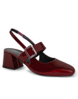 Zapatillas Vino Tacon Ancho Mujer Casual Hebilla Moda Punta Cerrada 4920013