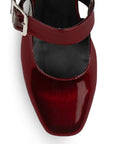 Zapatillas Vino Tacon Ancho Mujer Casual Hebilla Moda Punta Cerrada 4920013