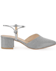 Zapatilla Plata Mujer Stiletto Tacon Bajo Moda Casual Elegante 3402738