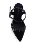 Zapatilla Negro Tacon Delgado Con Hebilla Elegante Mujer Casual 3402773