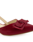 Zapatilla Rojo Puntal Mujer Moño Moda Tacon Bajo Ancho Formal 3402858