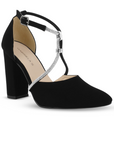 Zapatilla Negro/Plata Mujer Tacones Punta Fina Tiras Cruzadas Brillosas 3402908