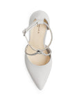 Zapatilla Beige/Plata Mujer Tacones Punta Fina Tiras Cruzadas Brillosas 3402909
