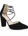 Zapatilla Negro Puntal Elegante Tiras Pedreria Fiesta Moda 3402914