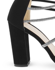Zapatilla Negro Puntal Elegante Tiras Pedreria Fiesta Moda 3402914
