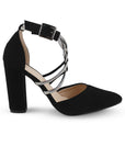 Zapatilla Negro/Plata Mujer Tiras Cruzadas Con Brillos Tacon Alto Puntal 3402915