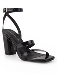 Zapatilla Negro Moda Dama Tacon Ancho Tiras Pulsera Elegante Mujer 3403002