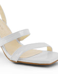 Zapatilla Beige Moda Dama Tacon Ancho Tiras Pulsera Elegante Mujer 3403012
