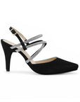 Zapatilla Negro Puntal Dama Tiras Brillos Tacon Delgado Elegante 3403014