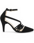 Zapatilla Negro Stiletto Dama Puntal Tiras Formal Moda Puntal 3403016