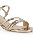 Zapatilla Oro Descubierta Mujer Tiras Cruzadas Pulsera Moda Dama 4940024