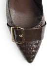 Zapatilla Cafe Dama Elegante Hebilla Frontal Tacon Ancho 4940003