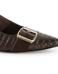 Zapatilla Cafe Dama Elegante Hebilla Frontal Tacon Ancho 4940003