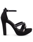 Zapatilla Negro Dama Fiesta Tacon Alto Elegante Moda Pedreria 4860011