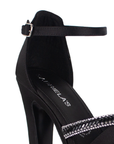Zapatilla Negro Dama Fiesta Tacon Alto Elegante Moda Pedreria 4860011