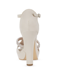 Zapatilla Beige Dama Brillos Elegante Tacon Mujer Moda Descubierto 4860009
