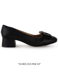 Zapatilla Negro Mujer Tacon Bajo Adorno Cuadrado Casual Formal 3840029