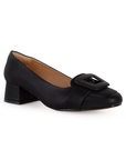 Zapatilla Negro Mujer Tacon Bajo Adorno Cuadrado Casual Formal 3840029