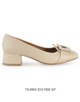 Zapatilla Beige Mujer Tacon Bajo Adorno Cuadrado Casual Formal 3840030