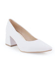 Zapatilla Blanco Dama Tacon Ancho Puntal Formal Mujer Moda Stiletto 2760728