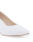 Zapatilla Blanco Dama Tacon Ancho Puntal Formal Mujer Moda Stiletto 2760728