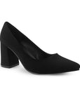 Zapatilla Negro Mujer Tacon Ancho Puntal Moda Dama Elegante 1770114