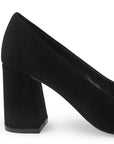Zapatilla Negro Mujer Tacon Ancho Puntal Moda Dama Elegante 1770114