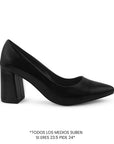 Zapatilla Negro Mujer Tacon Ancho Puntal Moda Dama Elegante 1770115