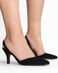 Zapatilla Negro Tacon Delgado Puntal Elegante Mujer Stiletto 1770117