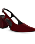 Zapatilla Vino Puntal Elegante Mujer Destalonado Tacon Ancho 1770125