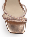 Zapatilla Oro Rosa Punta Cuadrada Brillos Mujer Tacon Ancho Moda 4840028