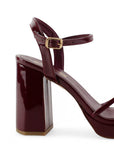 Zapatilla Vino Mujer Tacon Ancho Alto Tiras Elegante Moda Fiesta 4840050