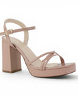 Zapatilla Maquillaje Mujer Tacon Ancho Alto Tiras Elegante Moda Fiesta 4840053