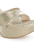 Zapatillas Oro Mujer Tiras Cruzadas Elegante Pulsera Moda 2630088