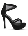 Zapatillas Negro Dama Tiras Con Malla Punta Abierta Elegante Moda 2630090